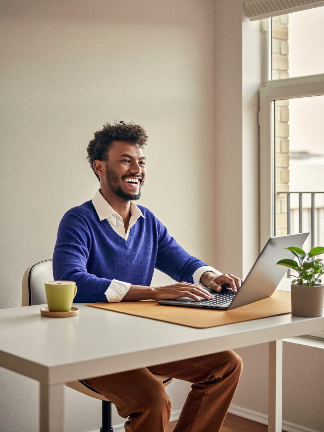 A freelancer working calmly at their desk